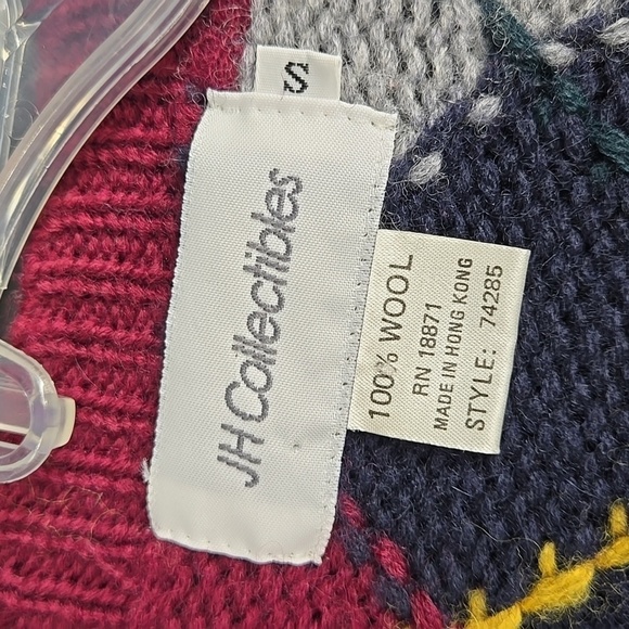 J H Collectibles Wool Argyle Longline Cardigan Sweater Button Front Small - Picture 3 of 10